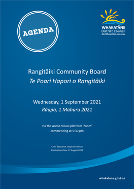 Rangitaiki Community Board - AGENDA
