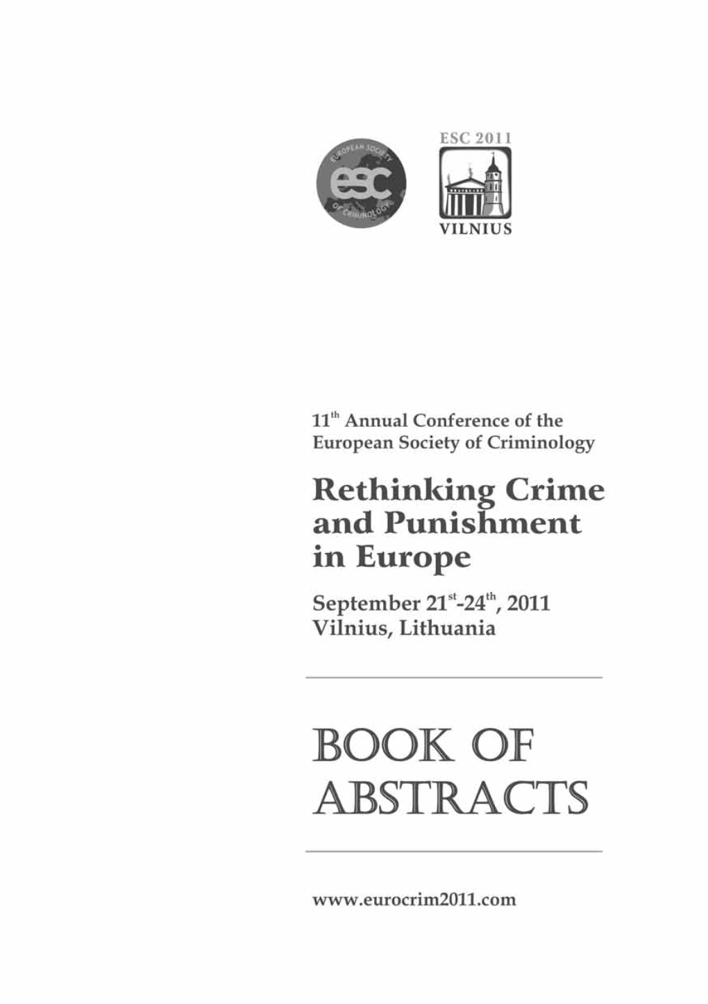Eurocrim 2011 Book of Abstracts