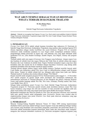 Wat Arun Temple Sebagai Tujuan Destinasi Wisata Terbaik Di Bangkok Thailand