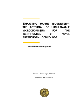 Exploiting Marine Biodiversity the Potential Of