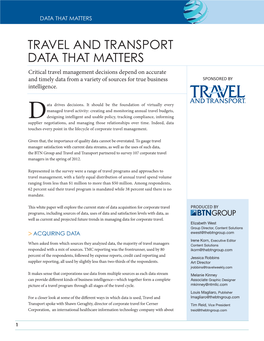 Travel and Transport DATA THAT MATTERS