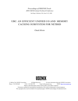 UBC: an Efﬁcient Uniﬁed I/O and Memory Caching Subsystem for Netbsd