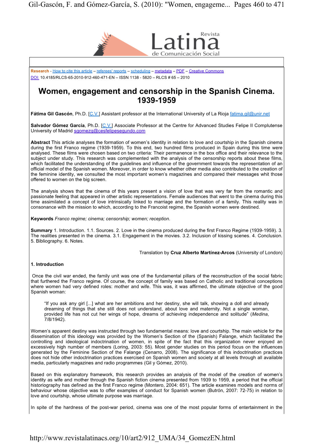 Women, Engagement and Censorship in the Spanish Cinema. 1939-1959