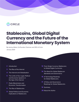 Stablecoins, Global Digital Currency and the Future of the International Monetary System by Jeremy Allaire, Co-Founder, Chairman and CEO of Circle January 2020