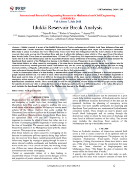 Idukki Reservoir Break Analysis