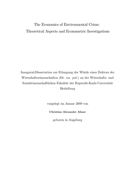 The Economics of Environmental Crime: Theoretical Aspects and Econometric Investigations