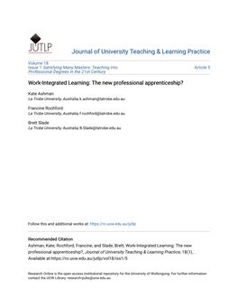 Work-Integrated Learning: the New Prprofessionalofessional Apprenticeship?