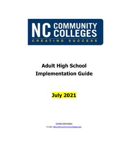 Adult High School Implementation Guide July 2021