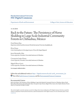 The Persistence of Horse Skidding in Large Scale Industrial Community Forests in Chihuahua, Mexico
