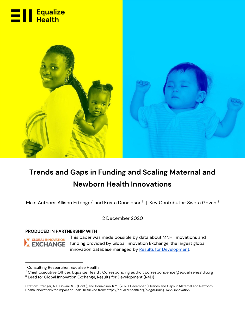Trends and Gaps in Funding and Scaling Maternal and Newborn Health Innovations