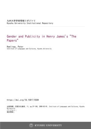 Gender and Publicity in Henry James's "The Papers"