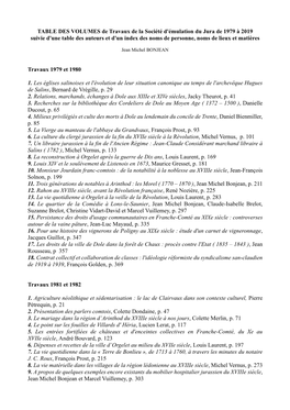Table Des Travaux (1979-2019)