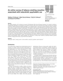 An Online Survey of Tobacco Smoking Cessation Associated with Naturalistic Psychedelic Use