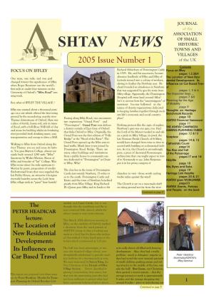 SHTAV NEWS HISTORIC TOWNS and VILLAGES 2005 Issue Number 1 of the UK Contents FOCUS on IFFLEY Richard Abberbury of Donnington Castle Focus on Iffley in 1393
