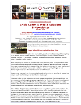 Crisis Comm & Media Relations E-Newsletter