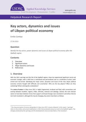 Key Actors, Dynamics and Issues of Libyan Political Economy