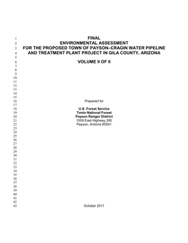 Final Environmental Assessment for the Proposed Town of Payson