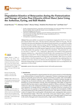 Degradation Kinetics of Betacyanins During the Pasteurization and Storage of Cactus Pear (Opuntia Dillenii Haw.) Juice Using the Arrhenius, Eyring, and Ball Models