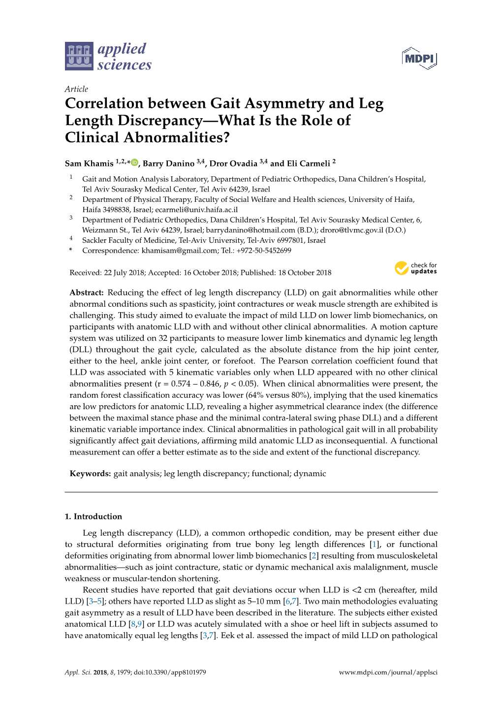 Correlation Between Gait Asymmetry and Leg Length Discrepancy—What Is the Role of Clinical Abnormalities?