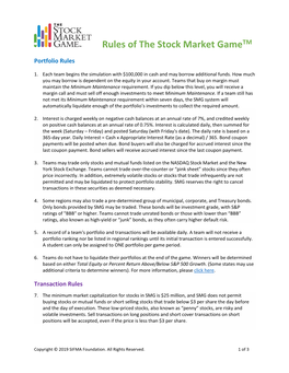 Rules of the Stock Market Gametm