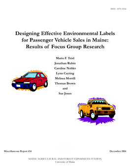 Designing Effective Environmental Labels for Passenger Vehicle Sales in Maine: Results of Focus Group Research