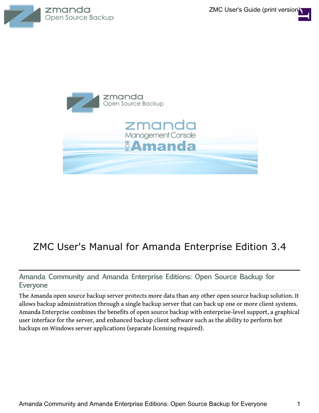 ZMC User's Manual for Amanda Enterprise Edition 3.4