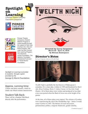 Spotlight on Learning a Pioneer Theatre Company Classroom Companion