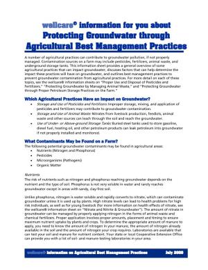 Protecting Groundwater Through Agricultural Best Management Practices