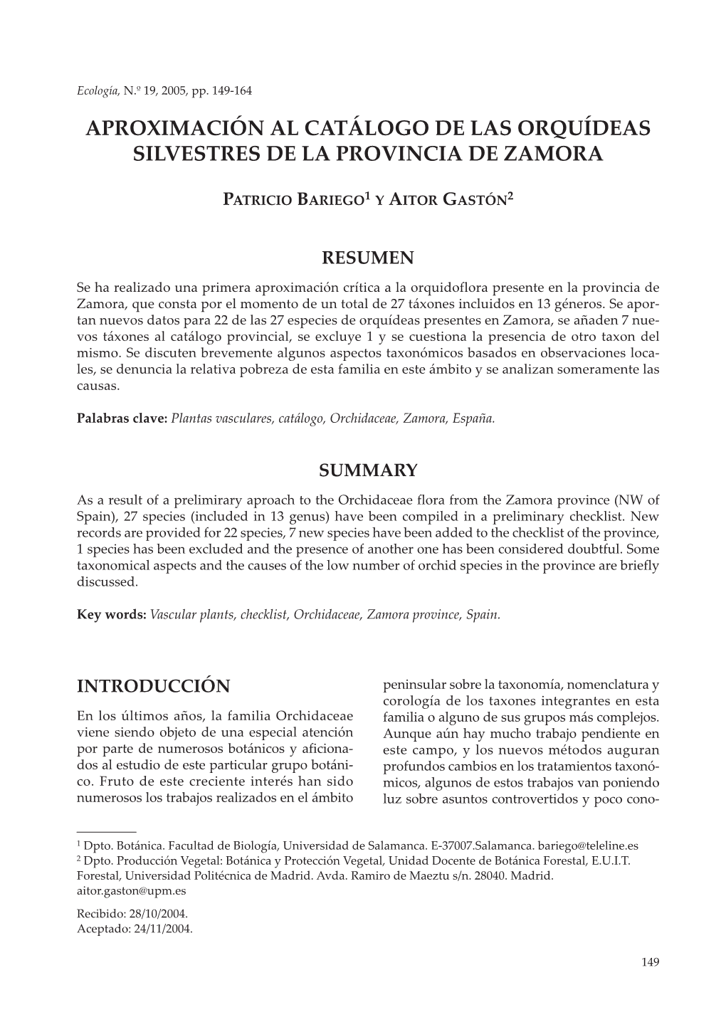 Aproximación Al Catálogo De Las Orquídeas Silvestres De La Provincia De Zamora