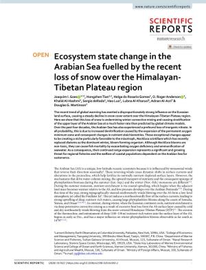 Ecosystem State Change in the Arabian Sea Fuelled by the Recent Loss of Snow Over the Himalayan- Tibetan Plateau Region Joaquim I