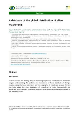 A Database of the Global Distribution of Alien Macrofungi