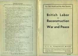 British Labor Reconstruction War and .Peace