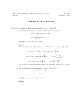 Problem Set # 10 Solutions Problem Set #10 (Due in Class, THURSDAY 02-Dec-10)