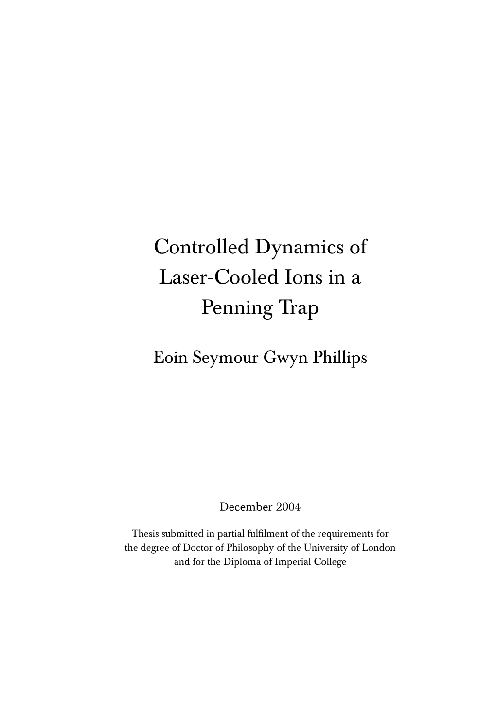 Controlled Dynamics of Laser-Cooled Ions in a Penning Trap