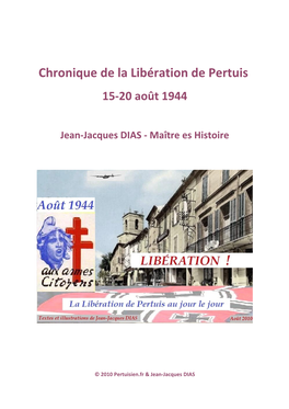 Chronique De La Libération De Pertuis 15-20 Août 1944