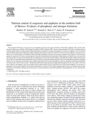 Evidence of Phosphorus and Nitrogen Limitation Matthew W