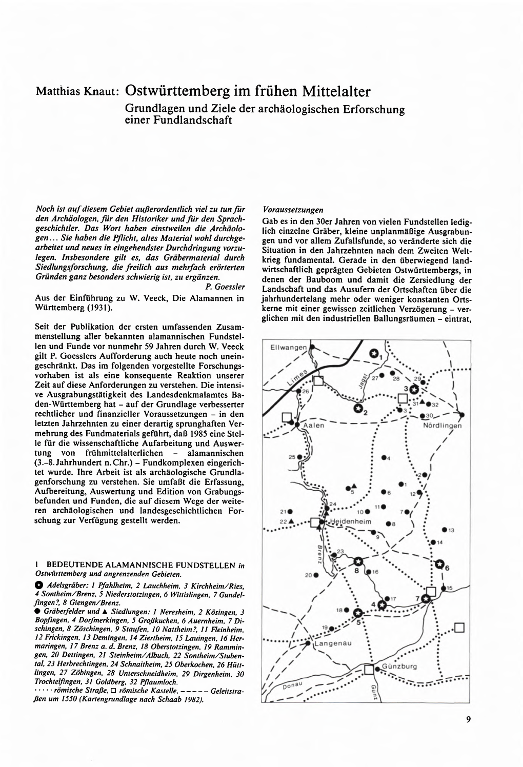 Matthias Knaut: Ostwürttemberg Im Frühen Mittelalter Grundlagen Und Ziele Der Archäologischen Erforschung Einer Fundlandschaft