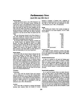 Parliamentary News (Aprll1983-Jllly 1983: Part I)