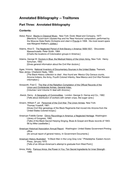 Annotated Bibliography -- Trailtones