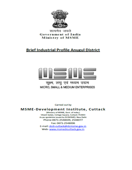 Brief Industrial Profile of Angul District