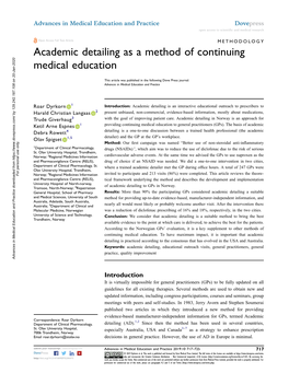 Academic Detailing As a Method of Continuing Medical Education