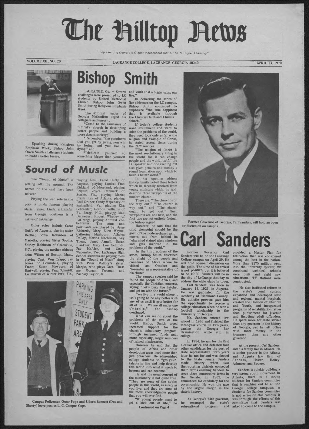 Carl Sanders, Will Hold an Open Other Roles Include Carol Postulants Are Played By: Jesse However, He Said That the Air Discussion on Campus