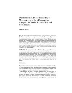 The Portability of Macro-Appraisal by a Comparative Analysis of Canada, South Africa, and New Zealand