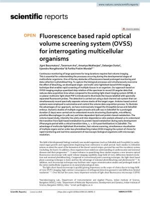 Fluorescence Based Rapid Optical Volume Screening System