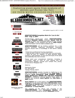 BLABBERMOUTH.NET - GENITORTURERS Completes Work on 'L