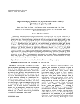 Impact of Drying Methods on Physicochemical and Sensory Properties of Apricot Pestil
