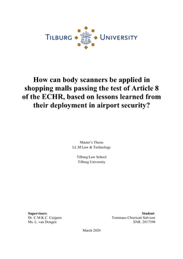 How Can Body Scanners Be Applied in Shopping Malls Passing the Test of Article 8 of the ECHR, Based on Lessons Learned from Their Deployment in Airport Security?