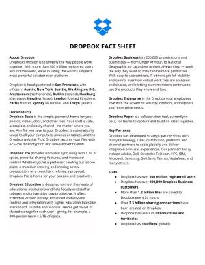 Dropbox Fact Sheet