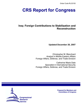 Iraq: Foreign Contributions to Stabilization and Reconstruction