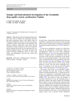 Isotopic and Hydrochemical Investigation of the Grombalia Deep Aquifer System, Northeastern Tunisia
